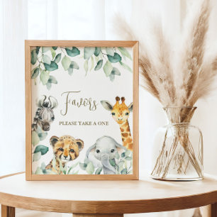 Little Wild One Safari Baby Shower Favorbord Poster