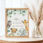 Little Wild One Safari Baby shower Favorieten teke Poster<br><div class="desc">Schattige een Little Wild One is On The Way baby shower borden heeft  groen met schattige waterverf safaridieren. Personaliseer met uw gegevens.</div>