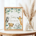 Little Wild One Safari Baby shower Favorieten teke Poster<br><div class="desc">Schattige een Little Wild One is On The Way baby shower borden heeft  groen met schattige waterverf safaridieren. Personaliseer met uw gegevens.</div>