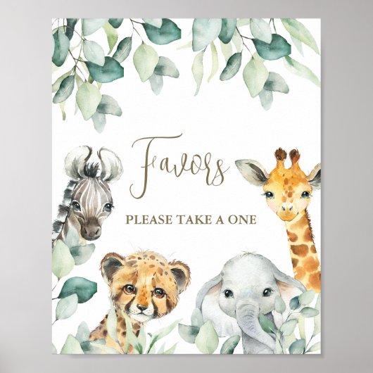 Little Wild One Safari Baby shower Favorieten teke Poster (Voorkant)
