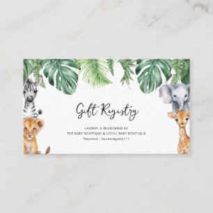 Little Wild One Safari Baby shower Gift Registry Informatiekaartje