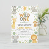 Little Wild One Safari Baby Shower Kaart (Staand voorkant)