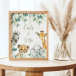 Little Wild One Safari Baby shower Kaarten & gesch Poster<br><div class="desc">Schattige een Little Wild One is On The Way baby shower borden heeft  groen met schattige waterverf safaridieren. Personaliseer met uw gegevens.</div>