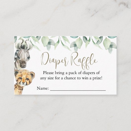 Little Wild One Safari Baby shower Luier Raffle Informatiekaartje (Voorkant)