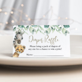 Little Wild One Safari Baby shower Luier Raffle Informatiekaartje