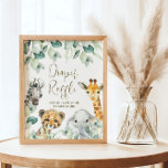 Little Wild One Safari Baby shower Luier Raffle Poster<br><div class="desc">Schattige een Little Wild One is On The Way baby shower borden heeft  groen met schattige waterverf safaridieren. Personaliseer met uw gegevens.</div>