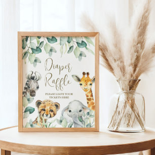 Little Wild One Safari Baby shower Luier Raffle Poster