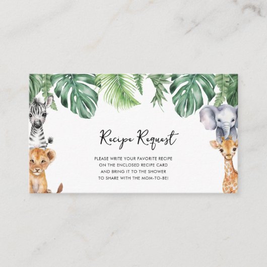 Little Wild One Safari Baby shower Recept Aanvraag Informatiekaartje (Voorkant)