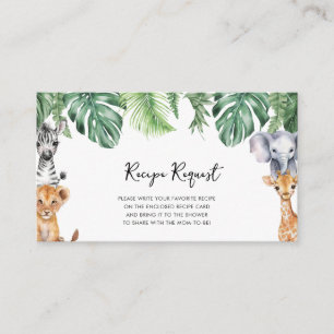 Little Wild One Safari Baby shower Recept Aanvraag Informatiekaartje