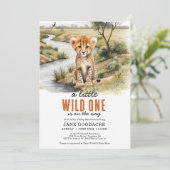 Little Wild One Safari Cheetah Baby shower Kaart (Staand voorkant)
