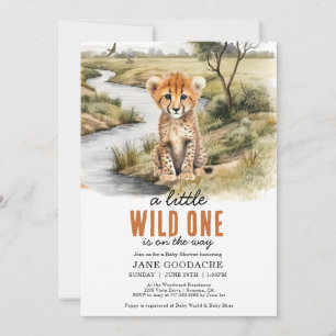 Little Wild One Safari Cheetah Baby shower Kaart
