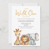 Little Wild One Safari Dier Baby shower Kaart (Voorkant)