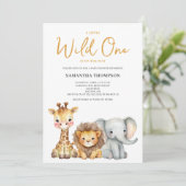 Little Wild One Safari Dier Baby shower Kaart (Staand voorkant)