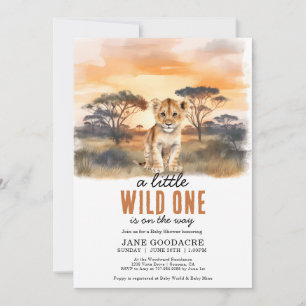 Little Wild One Safari Dier Cheetah Baby shower Kaart