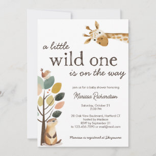 Little Wild One Safari Dieren Baby shower Kaart