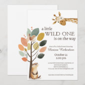 Little Wild One Safari Dieren Baby shower Kaart (Voorkant / Achterkant)
