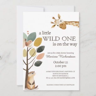 Little Wild One Safari Dieren Baby shower Kaart
