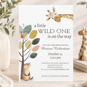Little Wild One Safari Dieren Baby Shower Kaart
