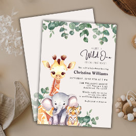 Little Wild One Safari Dieren Baby shower Kaart