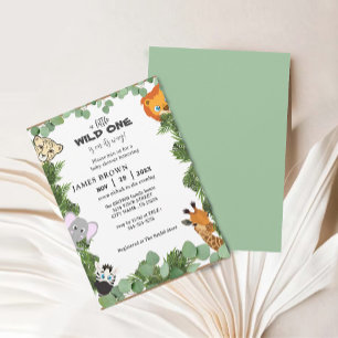 Little Wild One Safari Dieren Jongen Baby shower Kaart