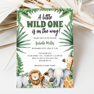 Little Wild One Safari Dieren Jongen Baby shower Kaart