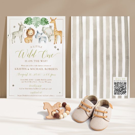 Little Wild One Safari Dieren Jongen Baby shower Kaart
