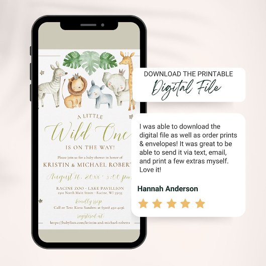 Little Wild One Safari Dieren Jongen Baby shower Kaart