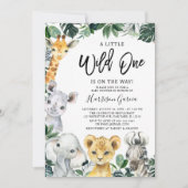 Little Wild One Safari Oerwoud Animals Baby shower Kaart (Voorkant)