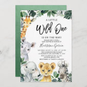 Little Wild One Safari Oerwoud Animals Baby shower Kaart (Voorkant / Achterkant)