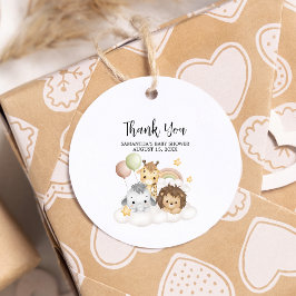 Little Wild One Schattige Baby shower Round Bedankjes Labels