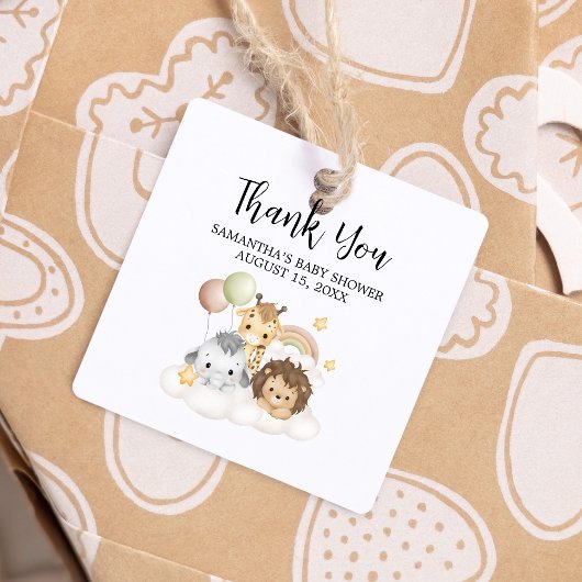 Little Wild One Schattige Baby shower Square Bedankjes Labels