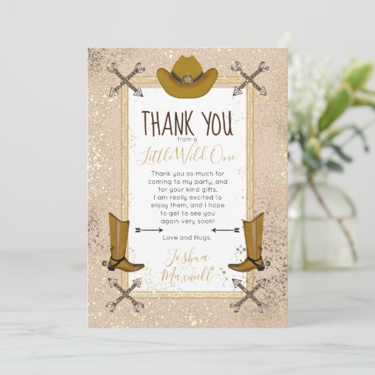 Little Wild One Western Arrows Birthday Party Bedankkaart (Staand voorkant)