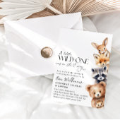 Little Wild One Woodland Animals Baby shower Kaart