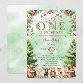 Little Wild One Woodland Animals Baby shower Kaart (Voorkant / Achterkant)