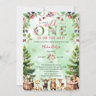 Little Wild One Woodland Animals Baby shower Kaart