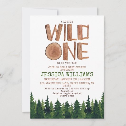 Little Wild One Woodland Baby shower Kaart (Voorkant)