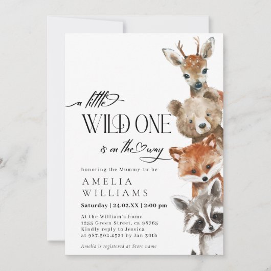 Little Wild One Woodland Modern Baby shower Kaart (Voorkant)