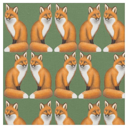 Little Wild Red Fox Fabric Stof (Close Up)