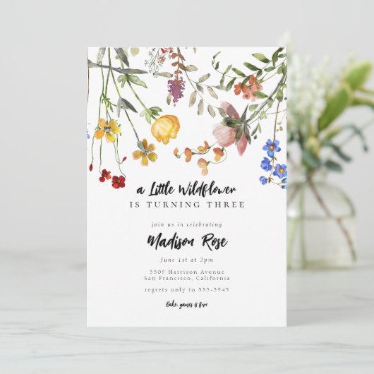 Little Wilde Flower Garden Birthday Party Kaart (Staand voorkant)