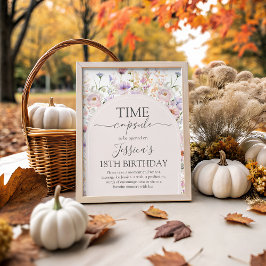 Little Wildflower 1st Birthday Capsule Sign Reclamebord Met Voetstuk