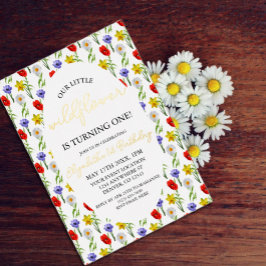 Little Wildflower 1st Birthday Folie Uitnodiging