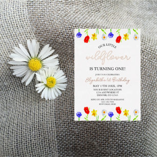 Little Wildflower 1st Birthday Folie Uitnodiging