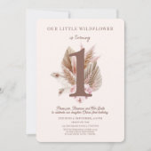 Little Wildflower 1st Birthday Invitation boho Kaart (Voorkant)