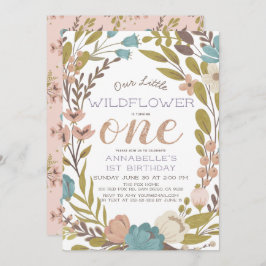 Little Wildflower 1st Birthday Invitation Kaart