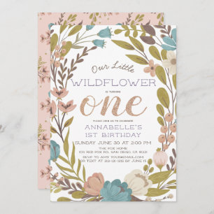 Little Wildflower 1st Birthday Invitation Kaart