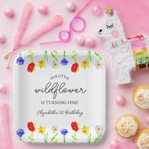 Little Wildflower 1st Birthday Papieren Bordje