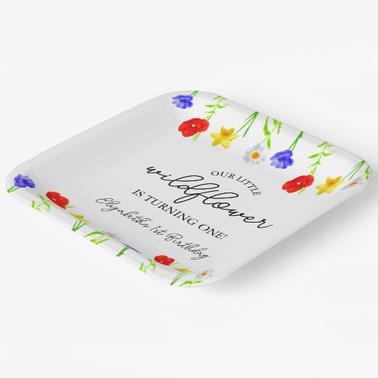 Little Wildflower 1st Birthday Papieren Bordje (Gebogen)