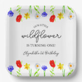 Little Wildflower 1st Birthday Papieren Bordje (Voorkant)