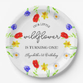 Little Wildflower 1st Birthday Papieren Bordje (Voorkant)