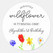 Little Wildflower 1st Birthday Ronde Sticker (Voorkant)